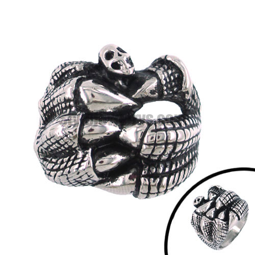 Stainless steel jewelry ring beast dragon claws hand skull ring SWR0067 - Click Image to Close